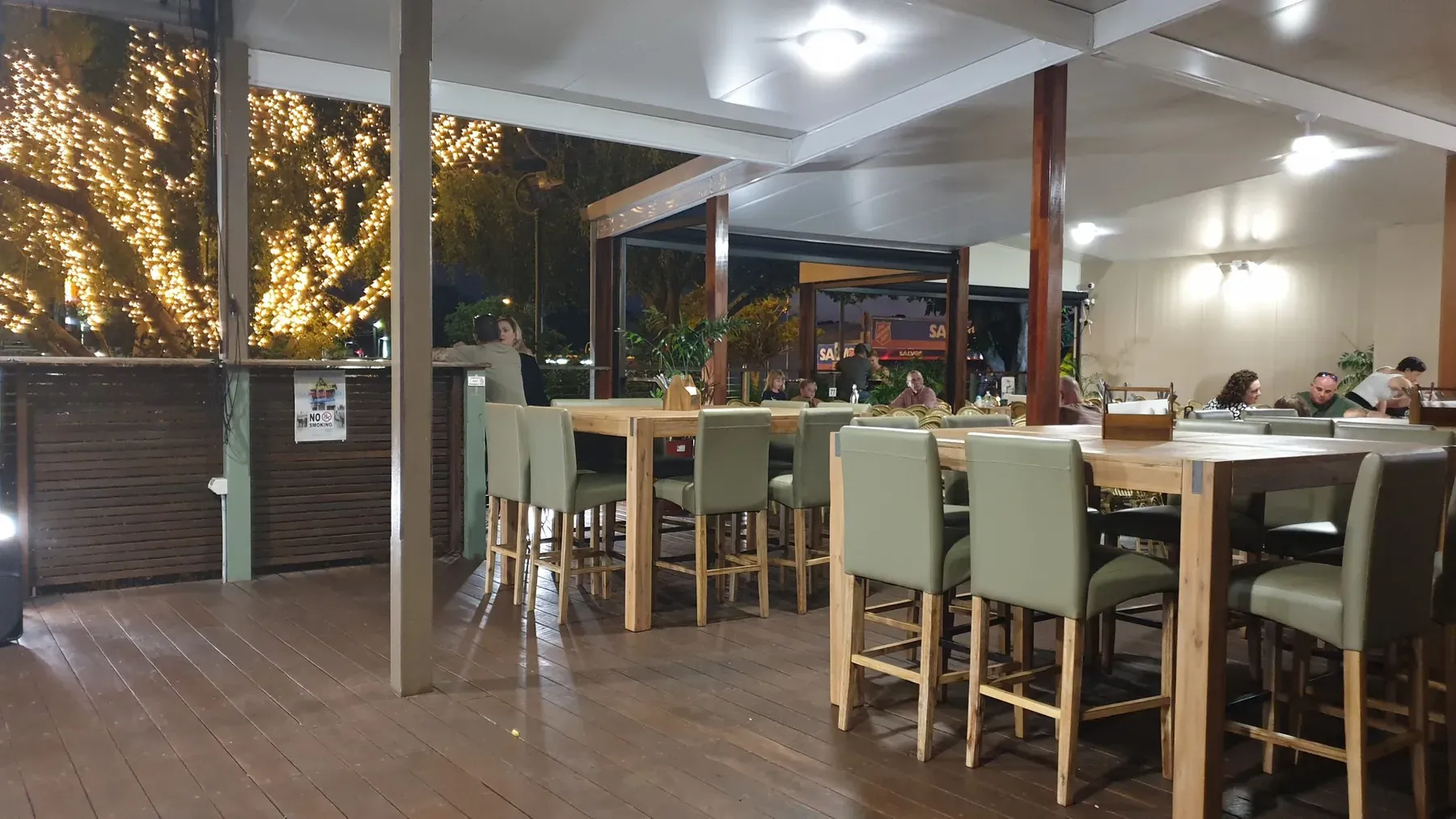 Covered dining area inside a restaurant