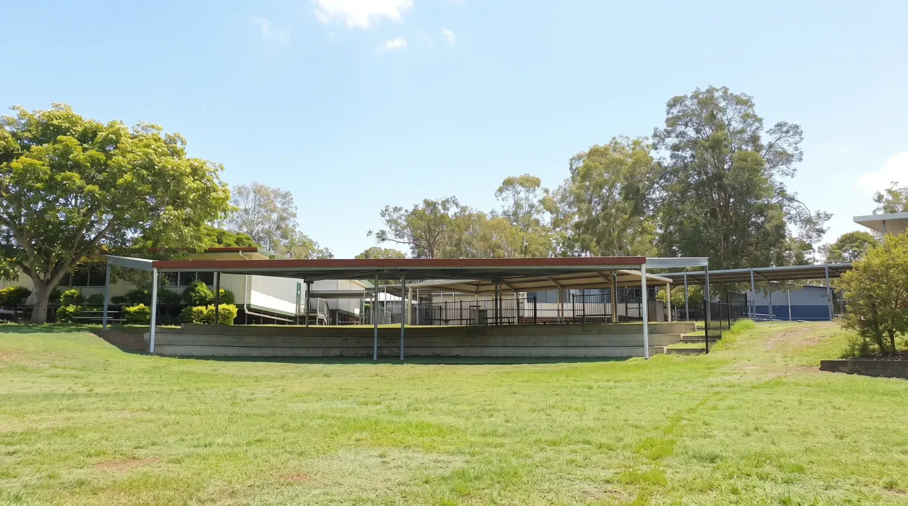 Shade structure across a school field