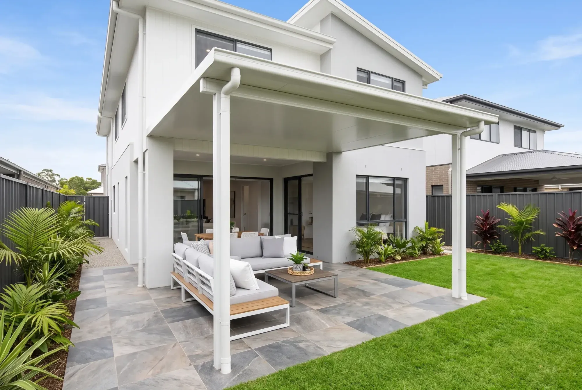 Patio roof over an outdoor lounge